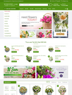 Mẫu website hoa tươi, cây cảnh 010